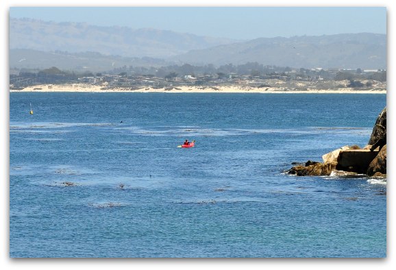 A lone kayaker on the Monterey Bay.
