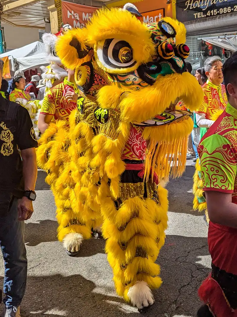 A lion in the parade at the Chinatown Autumn Moon Festival in San Francisco