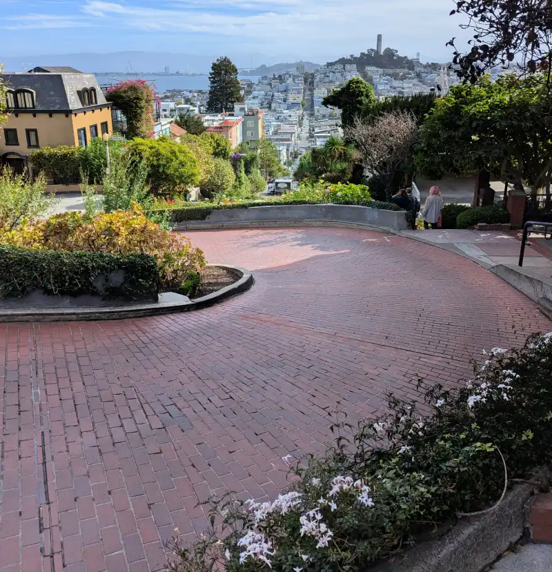 Views and brick drive on Lombard Street in Russian Hill Views and brick drive on Lombard Street in Russian Hill