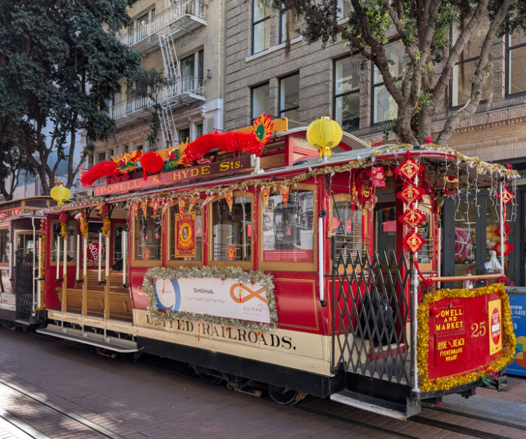 Lunar New Year Cable Car Decorations in San Francisco