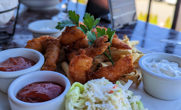 Fried Shrimp at Boudin Bakery in Fisherman's Wharf