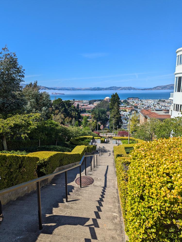 A look at the SF Bay from the Lyon Street Stairs in SF