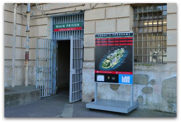 The main entrance for the audio tour on Alcatraz Island.