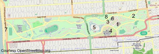Map of the attractions in Golden Gate Park