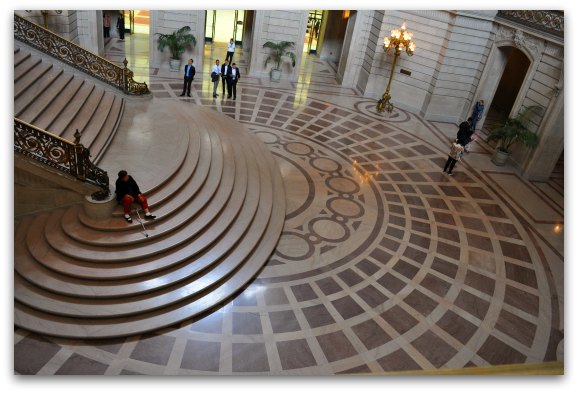 The pink marble floor in SF's City Hall