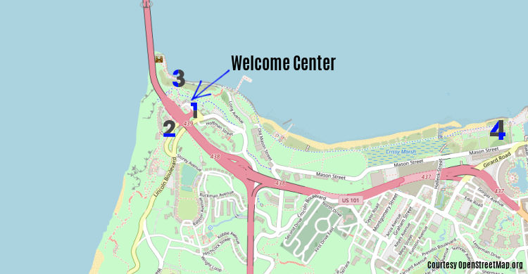 Map with additional parking south of the Golden Gate Bridge.