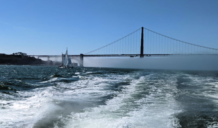 A view from the water from a San Francisco Bay cruise