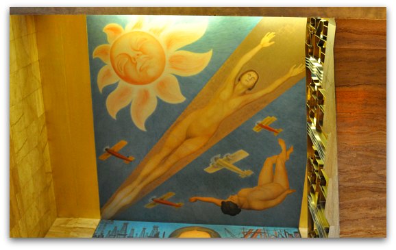 The ceiling portion of the Allegory of California Mural