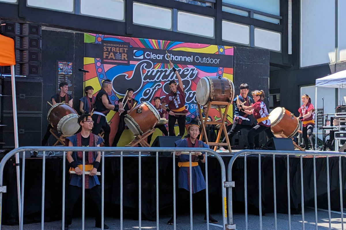 Taiko Dojo performing during the annual Nihonmachi Street Fair in Japantown