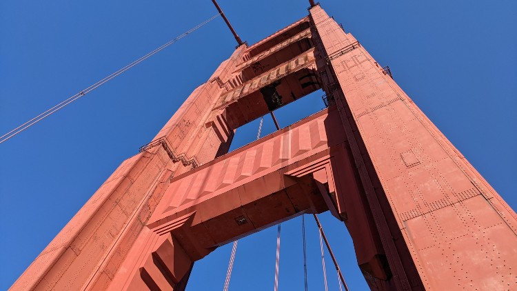 The south tower of the Golden Gate Bridge in Northern California.