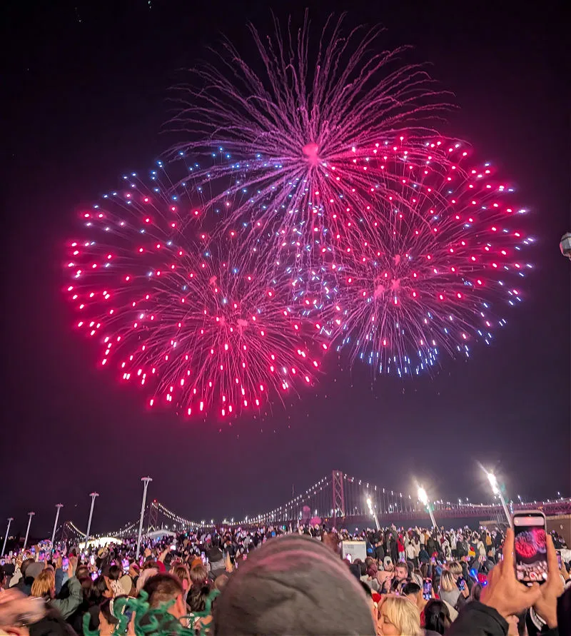 NYE fireworks over the SF Bay