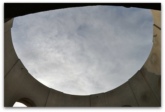 Looking up at the opening of the Observation Deck on Coit Tower.