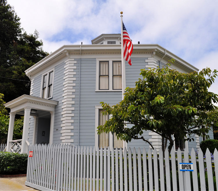 Outside the Blue Octagon House in San Francisco
