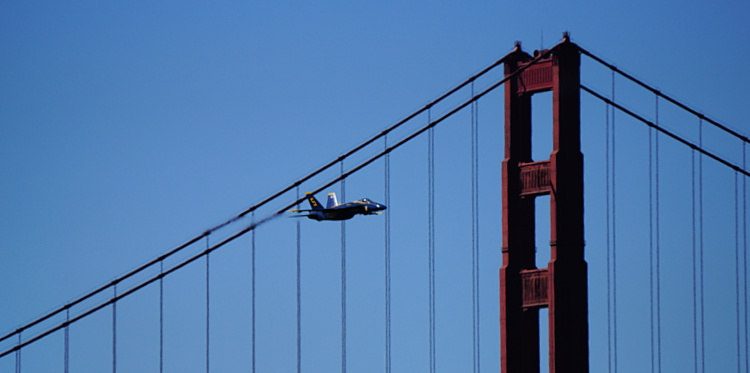 One Blue Angel by the Golden Gate Bridge in San Francisco