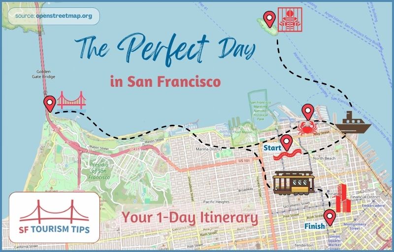 Map of the perfect day itinerary in SF