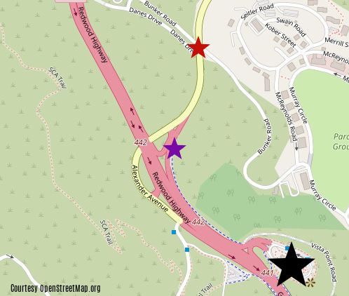 Map of Public Transit to Vista Point