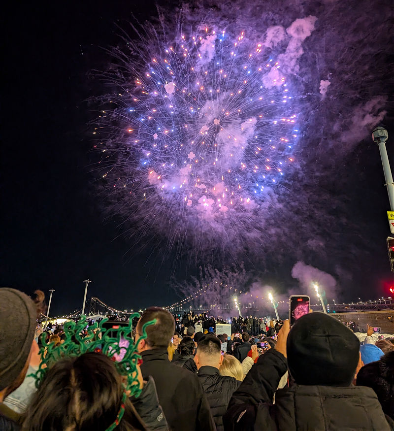 Purple fireworks over the SF Bay on NYE
