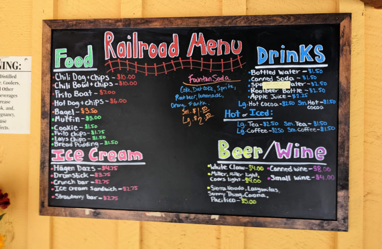 Railroad Food Menu