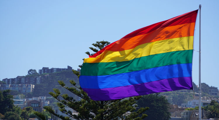 Rainbow flag at Castro and Market Streets