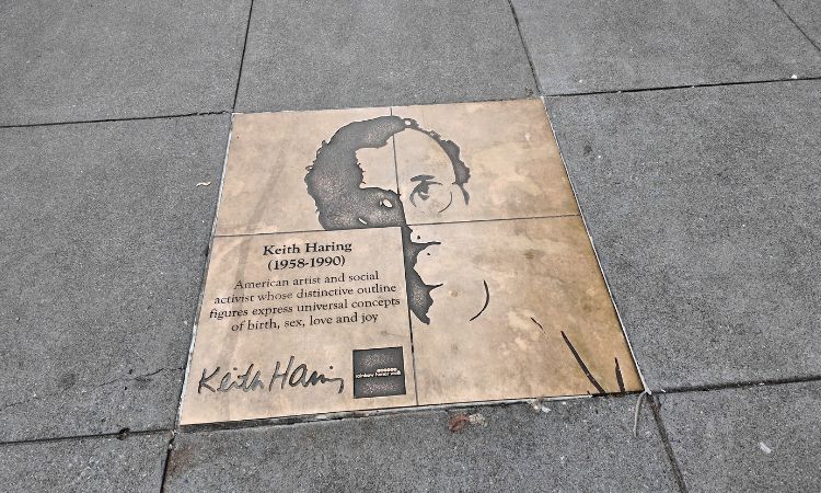 Keith Haring plaque on the Rainbow Honor Walk in the Castro