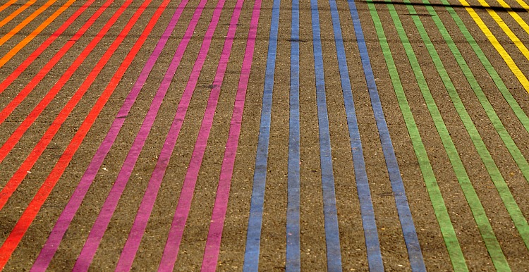 Rainbow sidewalks in Castro district in San Francisco