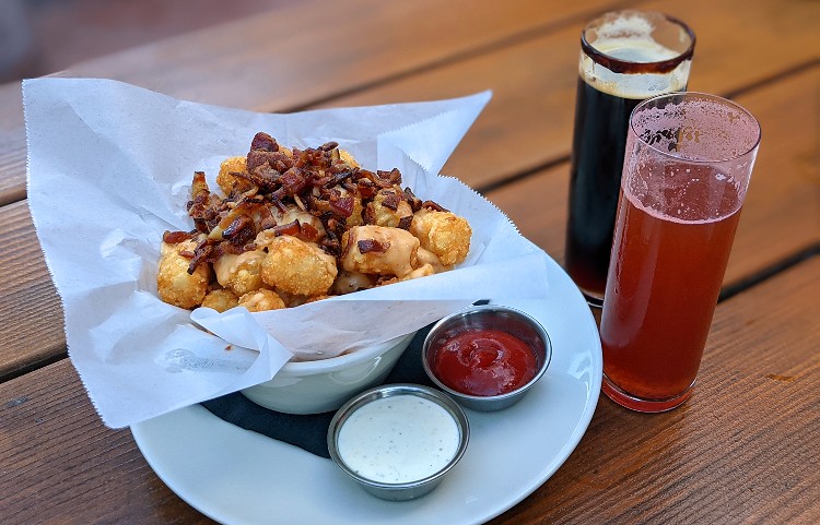 Appetizer and beer at the San Francisco Brewing Company