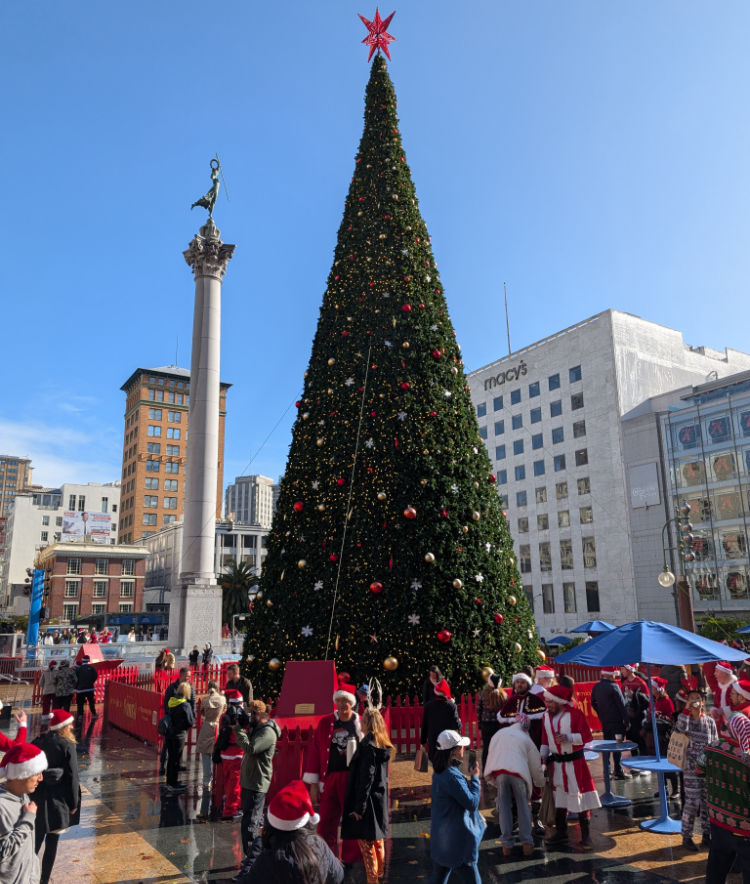 Santas in Union Square for the annual Santacon event