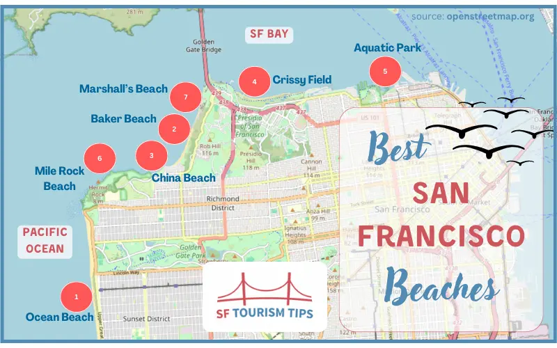 Map of San Francisco beaches: the 7 best places to enjoy the sand on SF's waterfront Map of San Francisco beaches: the 7 best places to enjoy the sand on SF's waterfront