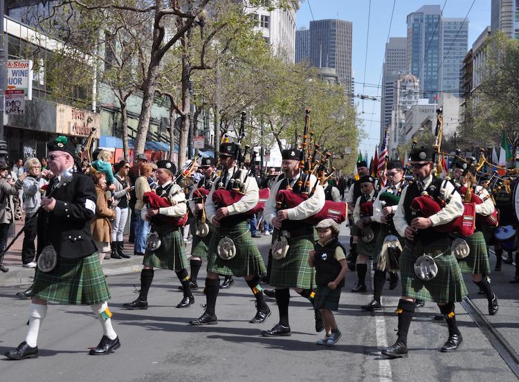 Irish band in the St. Patrick's Day Parade on Market Street