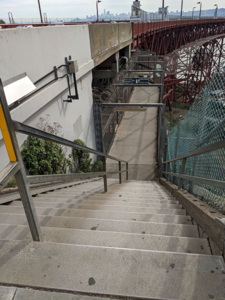 Staircase Down to Walk Under the Golden Gate Bridge