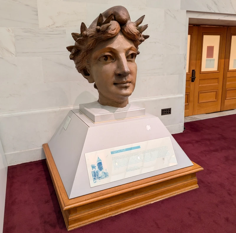 Head of a statue that was on City Hall Head of a statue that was on City Hall