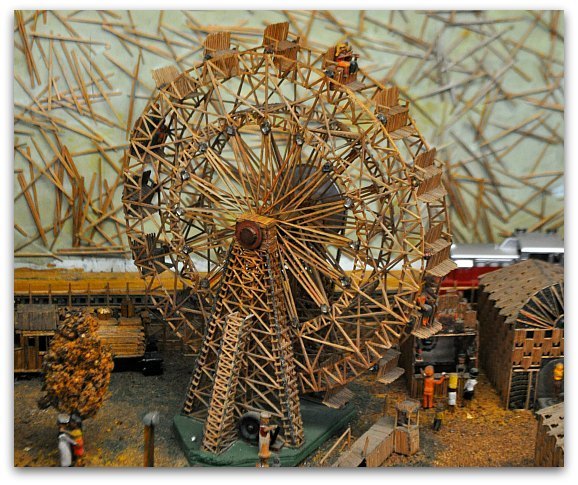 A ferris wheel made of toothpicks in a game at the Musee Mecanique