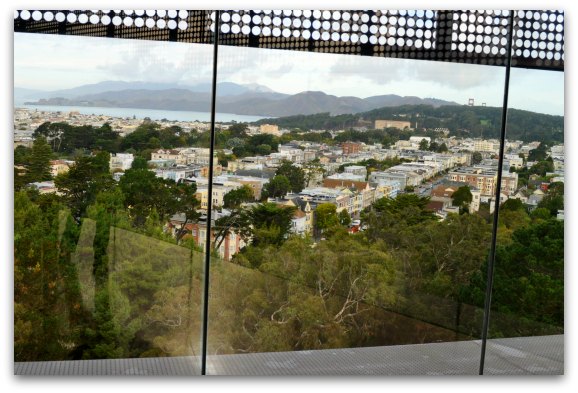 View of the bay and Golden Gate Bridge from the de Young Observation Tower