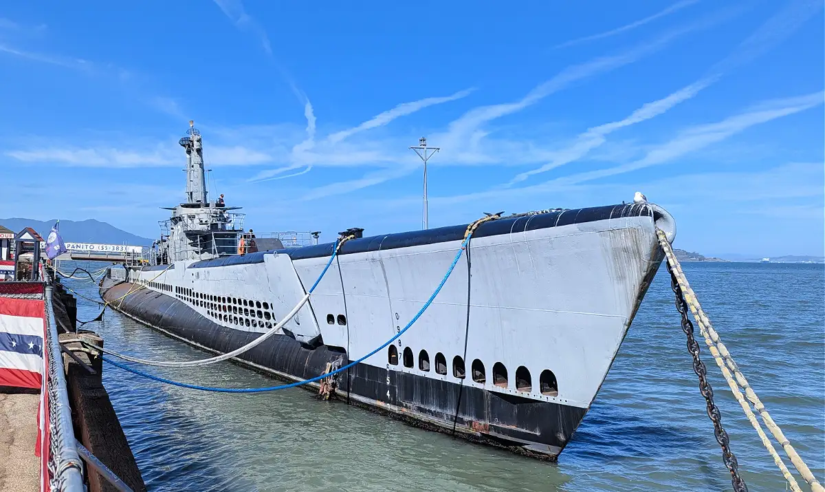 Outside view of the USS Pampanito in San Francisco from Pier 45 Outside view of the USS Pampanito in San Francisco from Pier 45