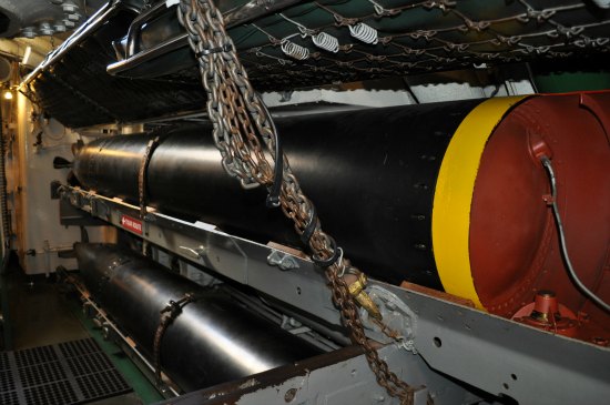 The torpedo room in the USS Pampanito in SF