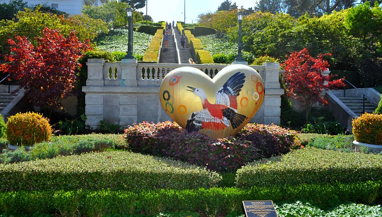 Vallejo Street looking up at the Lyon Steps