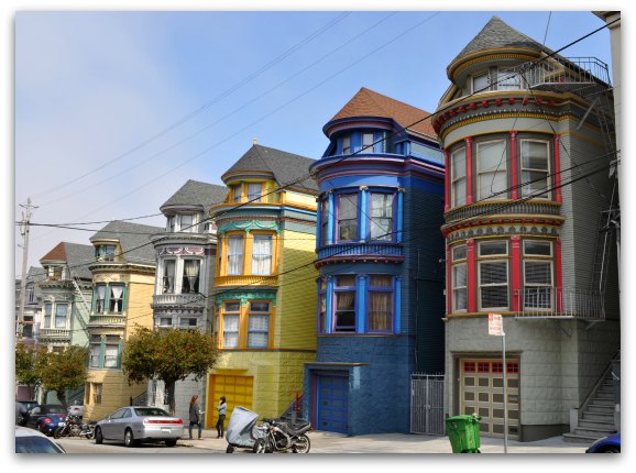 Colorful Victorians in SF's Haight Ashbury district