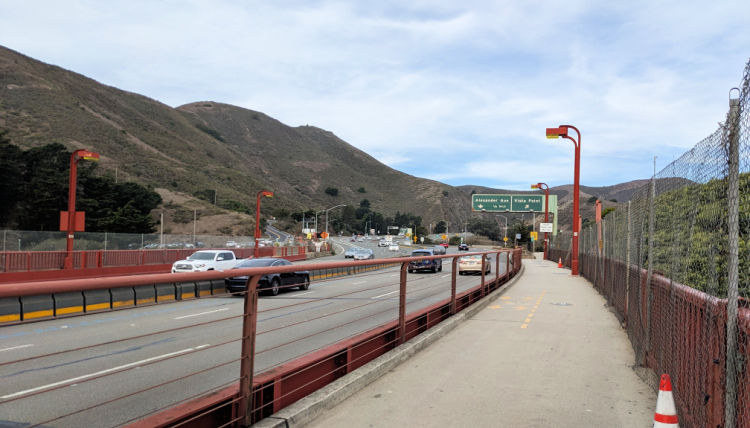 Walkway on Golden Gate Bridge to Vista Point