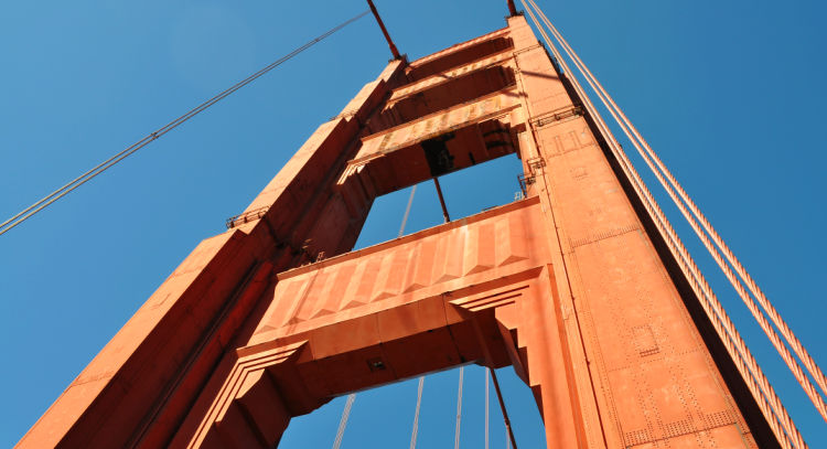 The southern tower of the Golden Gate Bridge
