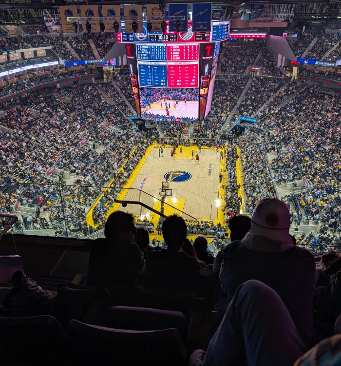 The Golden State Warriors in action at the Chase Center in San Francisco