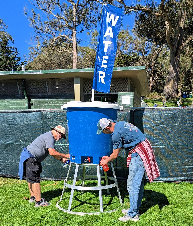 One of the water stations at the HSB Outdoor Festival in Golden Gate Park.