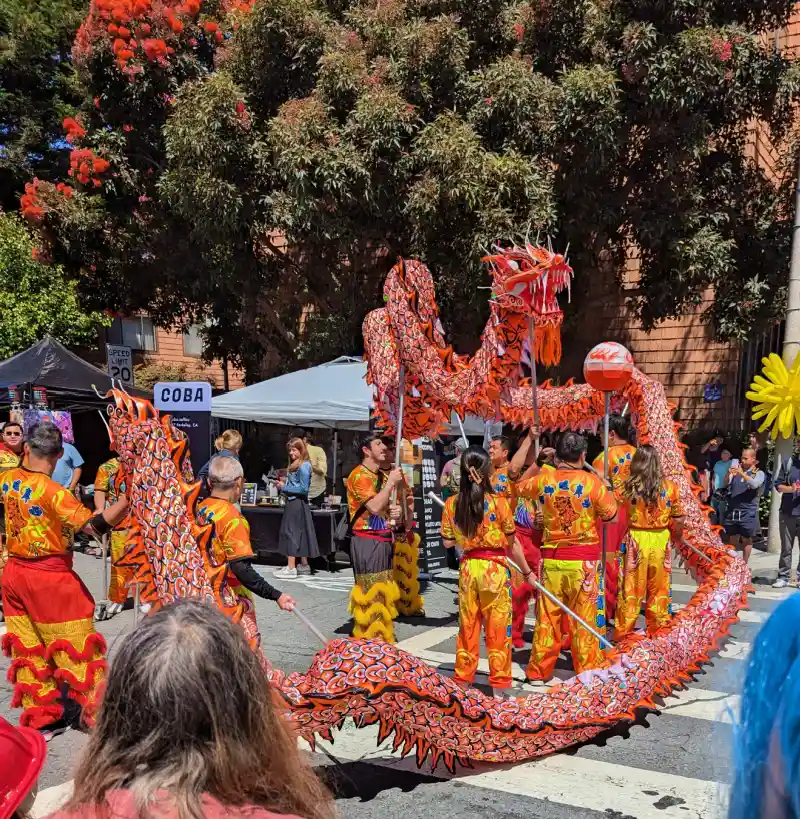 The West Coast Lion Dancers at the Nihonmachi Festival in San Francisco's Japantown