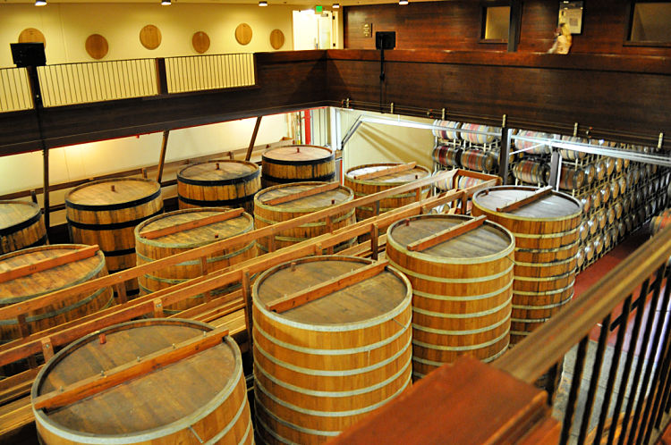 Wine Barrels in a Napa Winery